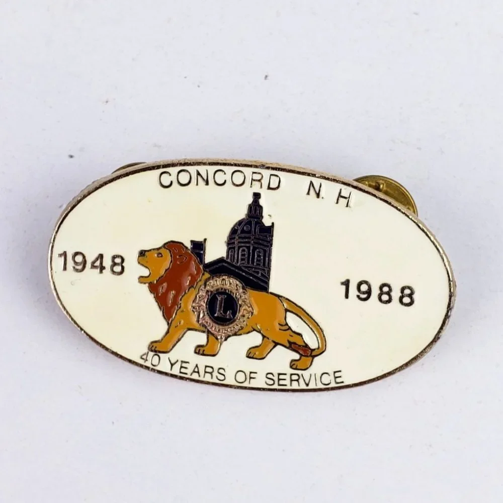 Lions Club Concord NH 40 Years of Service 1948 1988 Pin NWT
